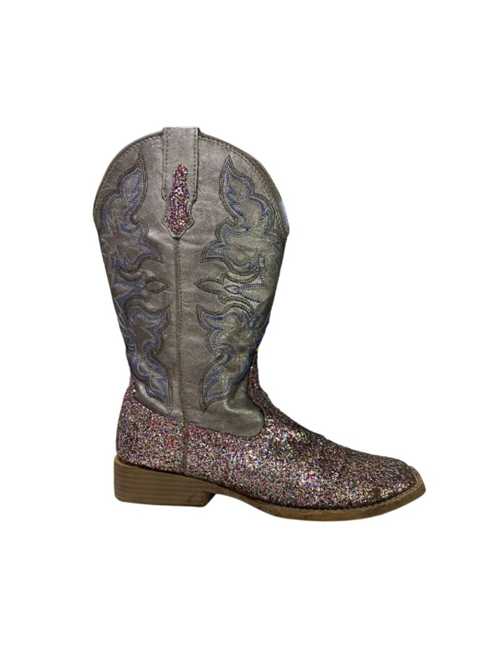 ROPER Women's Rainbow Glitter Squared Toe Western Cowgirl Boots Ladies 6